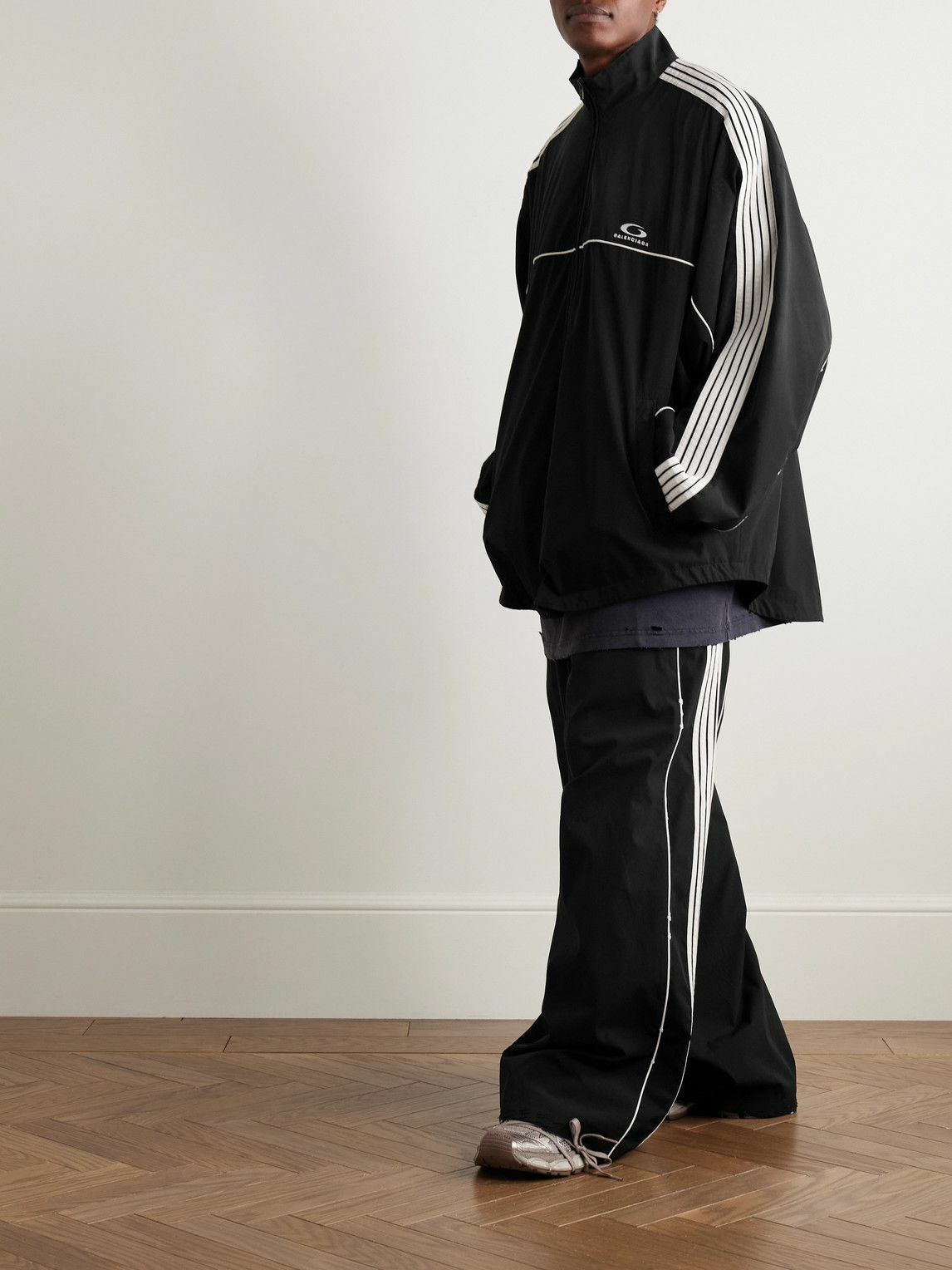 Balenciaga - Oversized Striped Logo-Embroidered Recycled