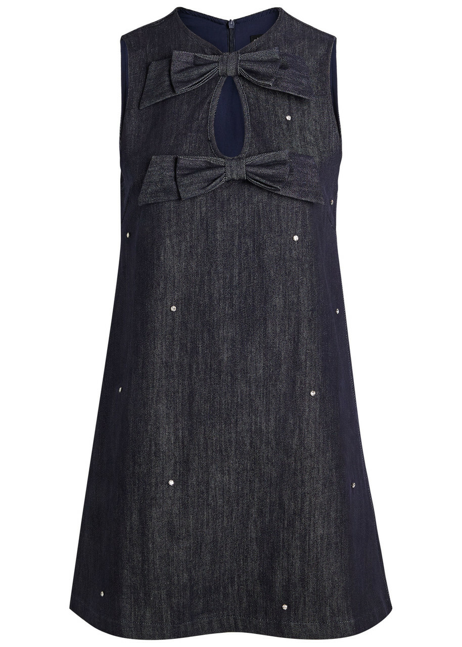 Sister Jane Curio Crystal-embellished Stretch-denim Mini Dress