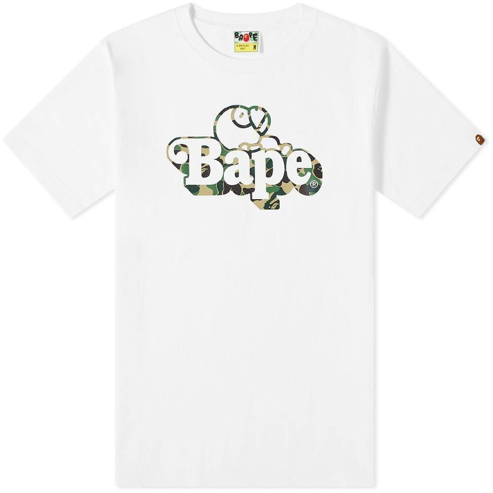 A Bathing Ape Men's ABC Camo Milo On BAPE T-Shirt in White/Green A