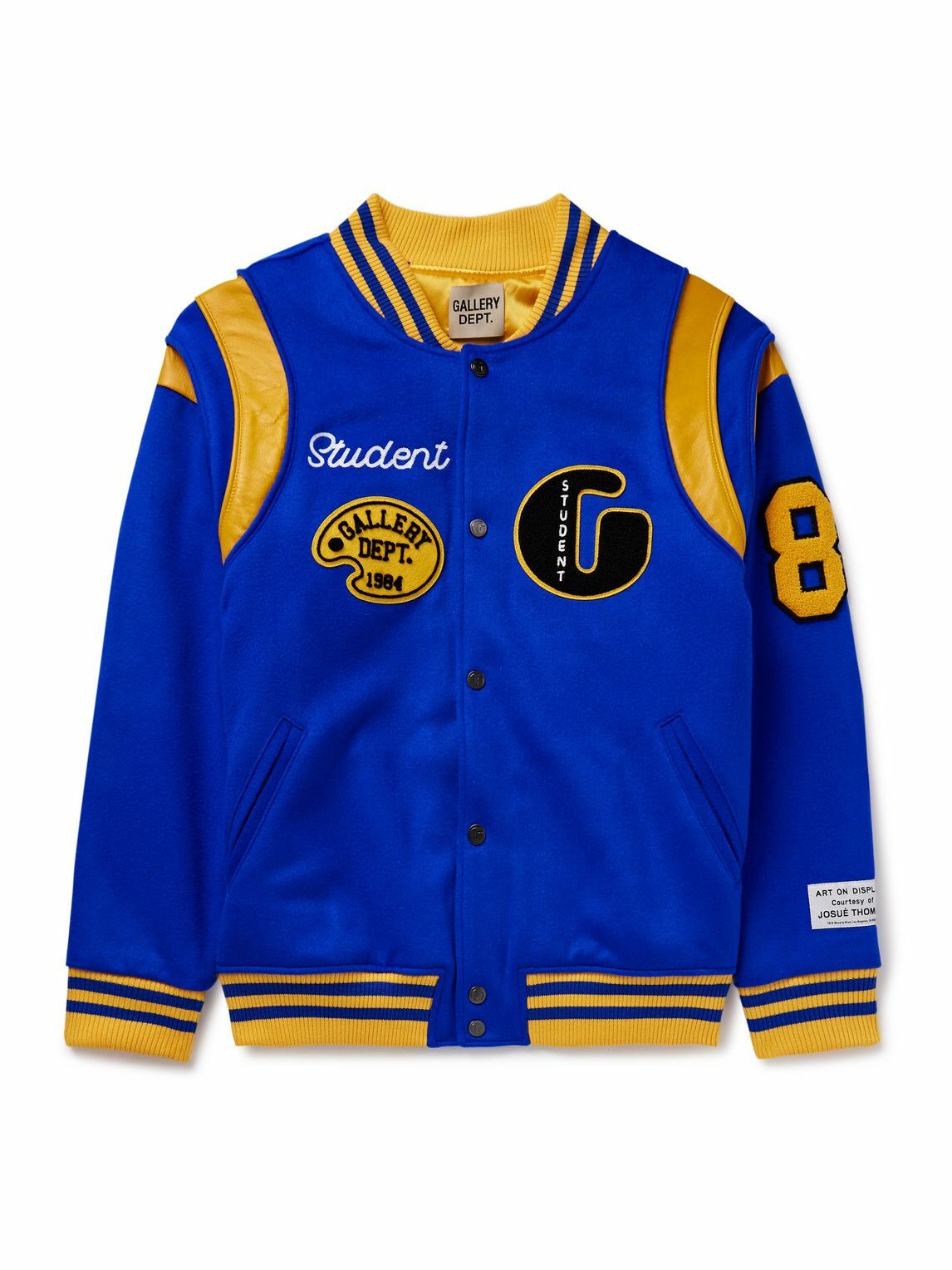 Gallery Dept. - Logo-Embroidered Appliquéd Leather-Trimmed Wool-Blend Felt Varsity Jacket - Blue