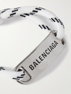 Balenciaga - Logo-Engraved Silver-Tone and Cord Bracelet