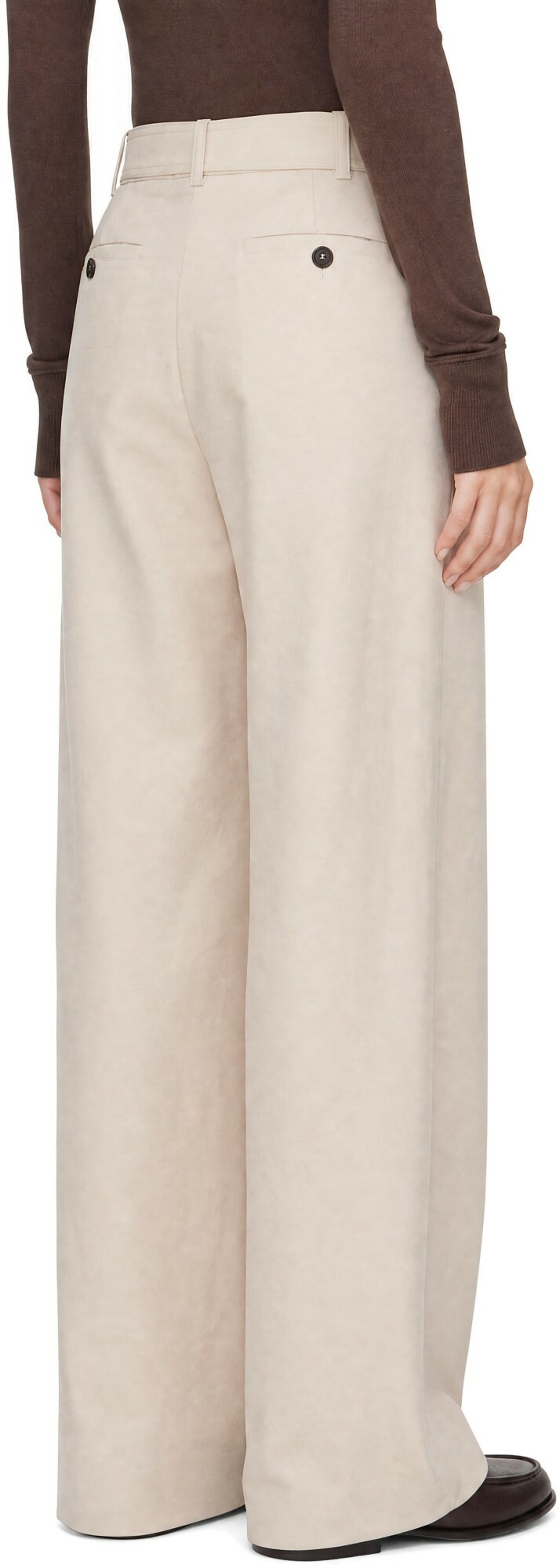Studio Nicholson Beige Belted Round Trousers