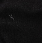 SAINT LAURENT - Logo-Embroidered Metallic Cotton-Piqué Polo Shirt - Black