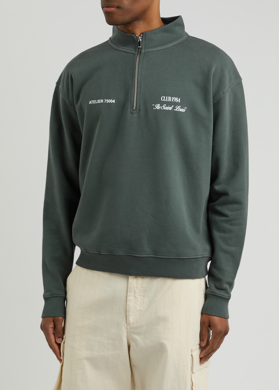 Club 1984 Signature Half-zip Cotton Sweatshirt Grey
