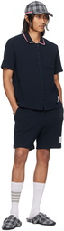 Thom Browne Navy Textured Shorts