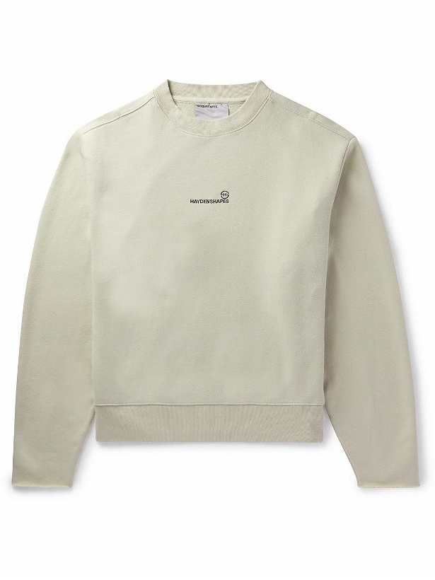 Photo: HAYDENSHAPES - Resin Oversized Distressed Logo-Embroidered Cotton-Jersey Sweatshirt - Neutrals