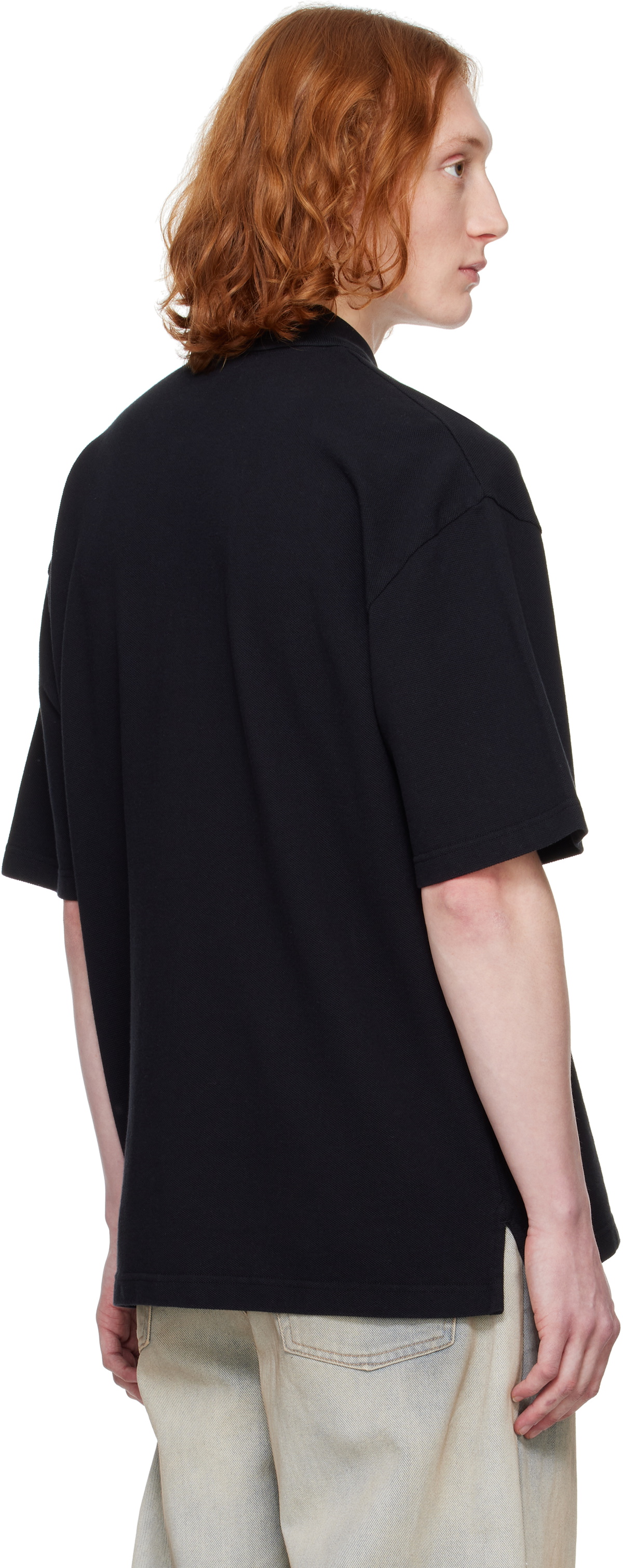 Maison Kitsuné Black Bold Fox Head Patch Oversize Polo