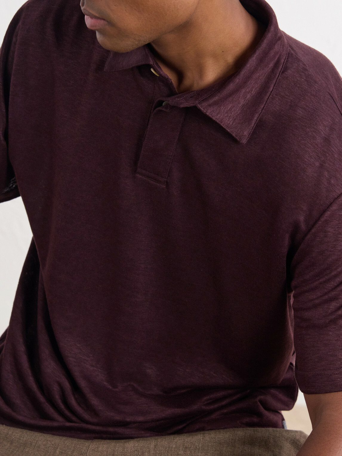 Eleventy - Linen-Jersey Polo Shirt - Burgundy