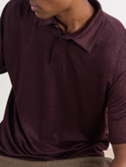 Eleventy - Linen-Jersey Polo Shirt - Burgundy