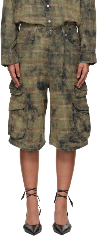 Photo: R13 Green & Navy Bermuda Cargo Shorts