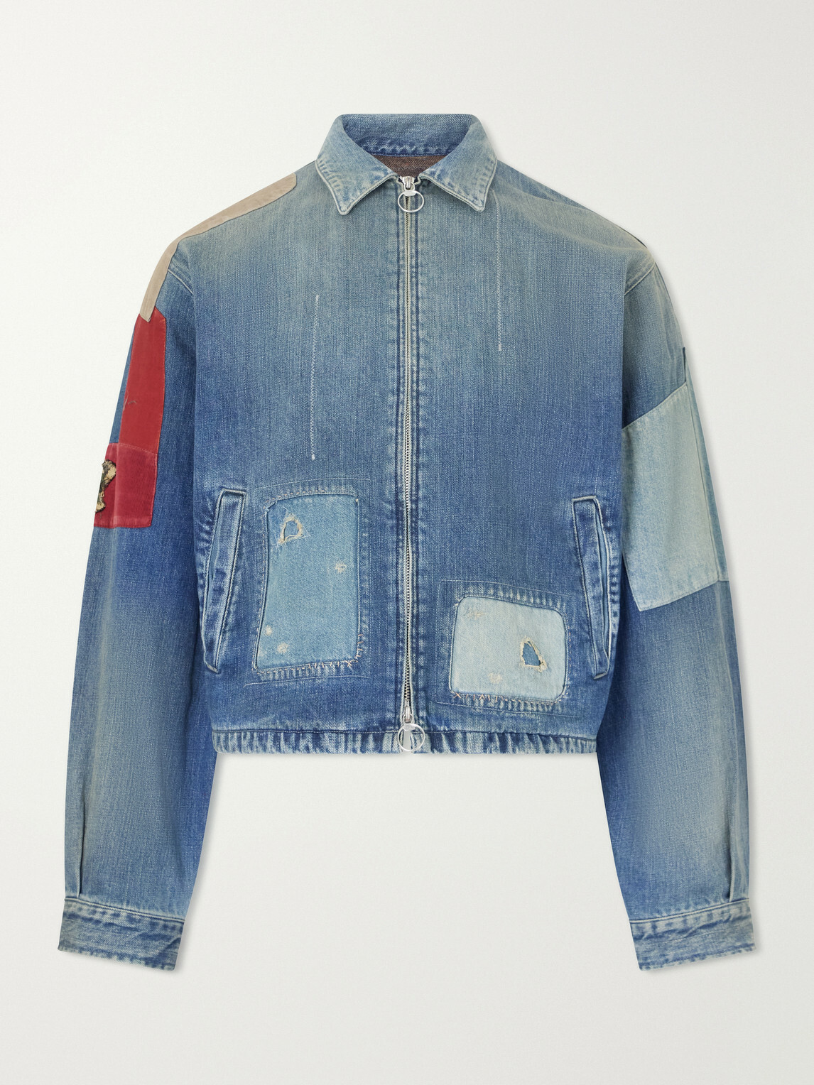 KAPITAL - Distressed Patchwork Denim Jacket - Blue