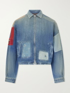 KAPITAL - Distressed Patchwork Denim Jacket - Blue