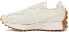 New Balance White & Blue 327 V1 Low Sneakers