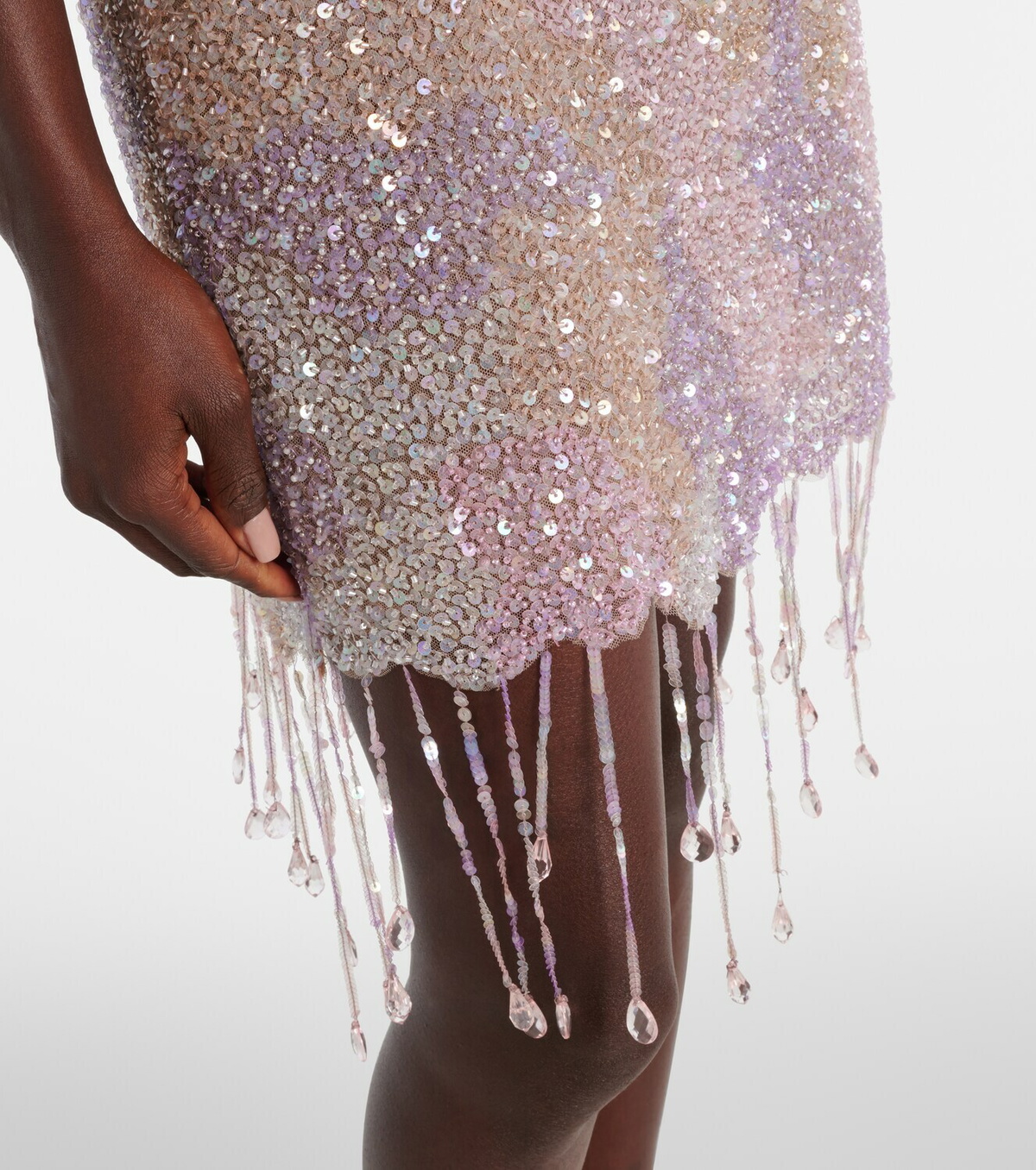 Clio Peppiatt Fringed sequined minidress