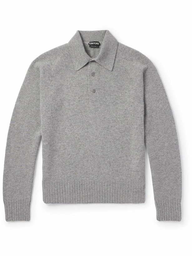 Photo: TOM FORD - Brushed Cashmere Polo Shirt - Gray