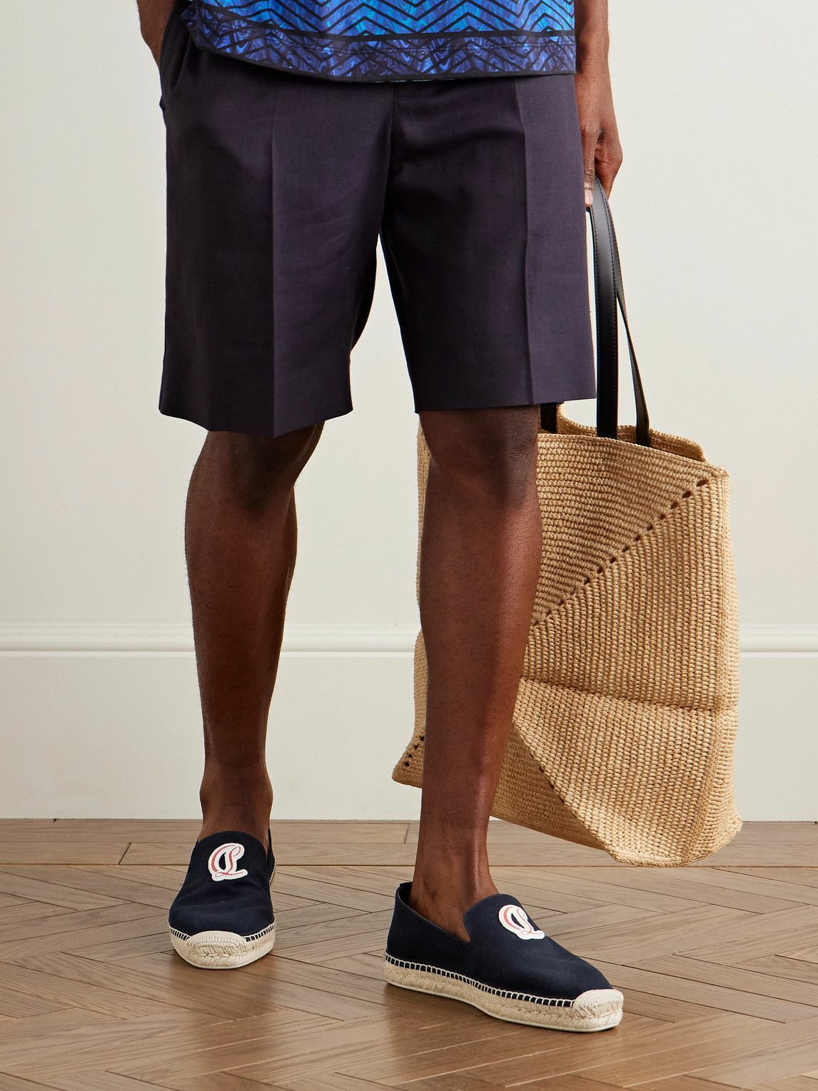 Christian Louboutin - Nanou Logo-Appliquéd Canvas Espadrilles - Blue