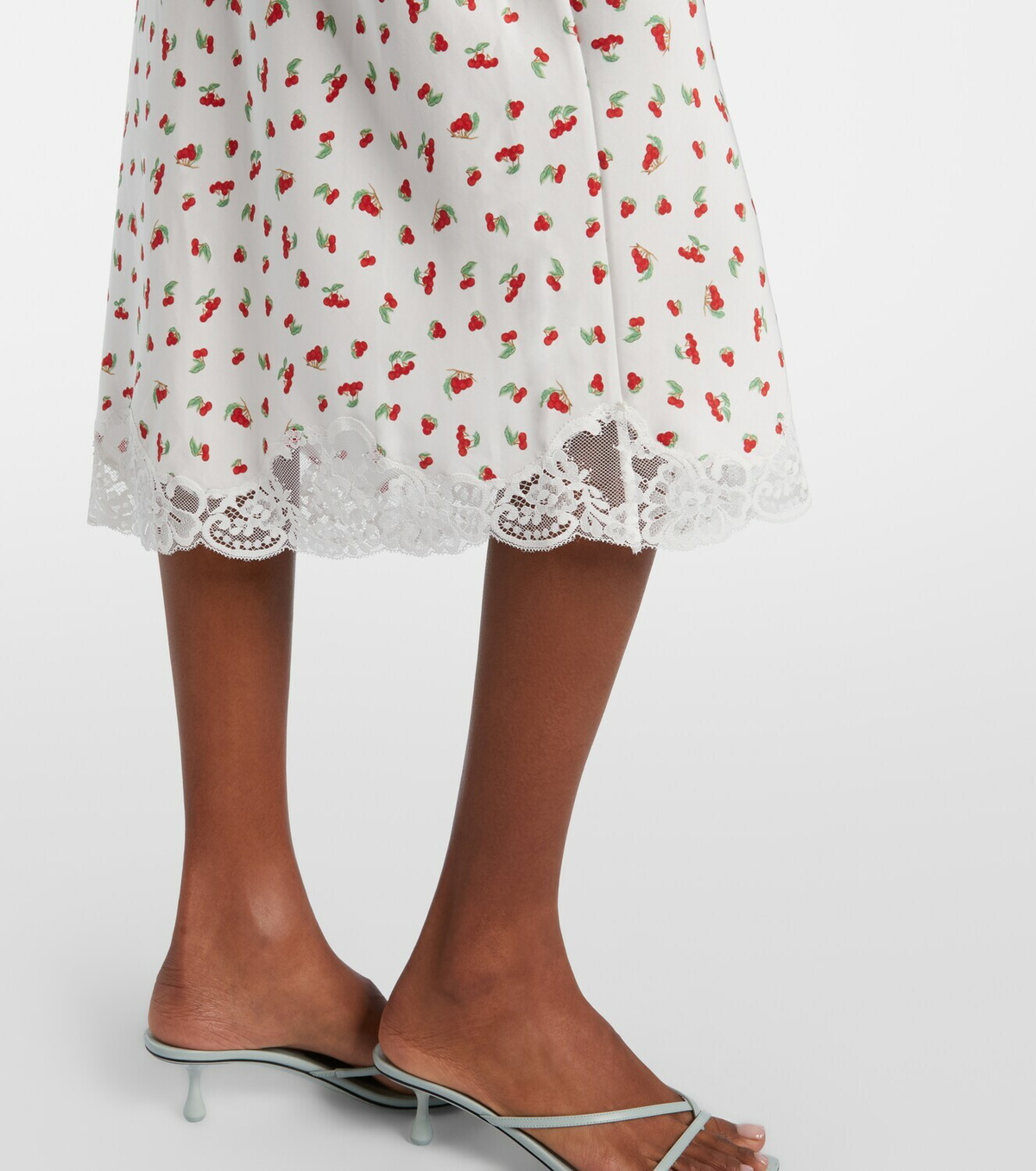 Posse Fae lace-trimmed printed midi skirt