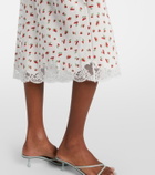 Posse Fae lace-trimmed printed midi skirt