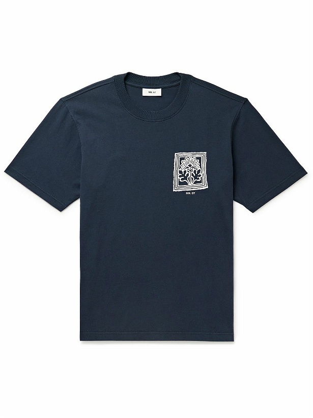 Photo: NN07 - Adam 3209 Floral-Print Pima Cotton-Jersey T-Shirt - Blue