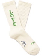 Rostersox - Love Metallic Intarsia Ribbed Cotton-Blend Socks