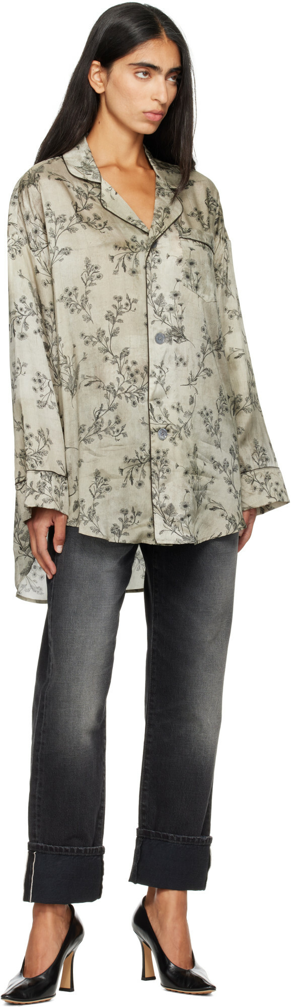 R13 Green Drop Neck PJ Shirt