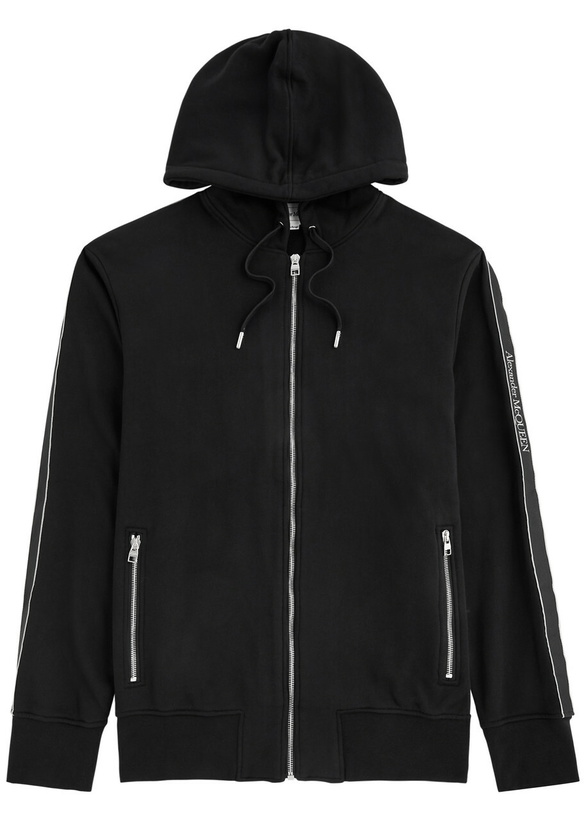 Photo: Alexander Mcqueen Taping Logo Hooded Cotton Sweatshirt Black