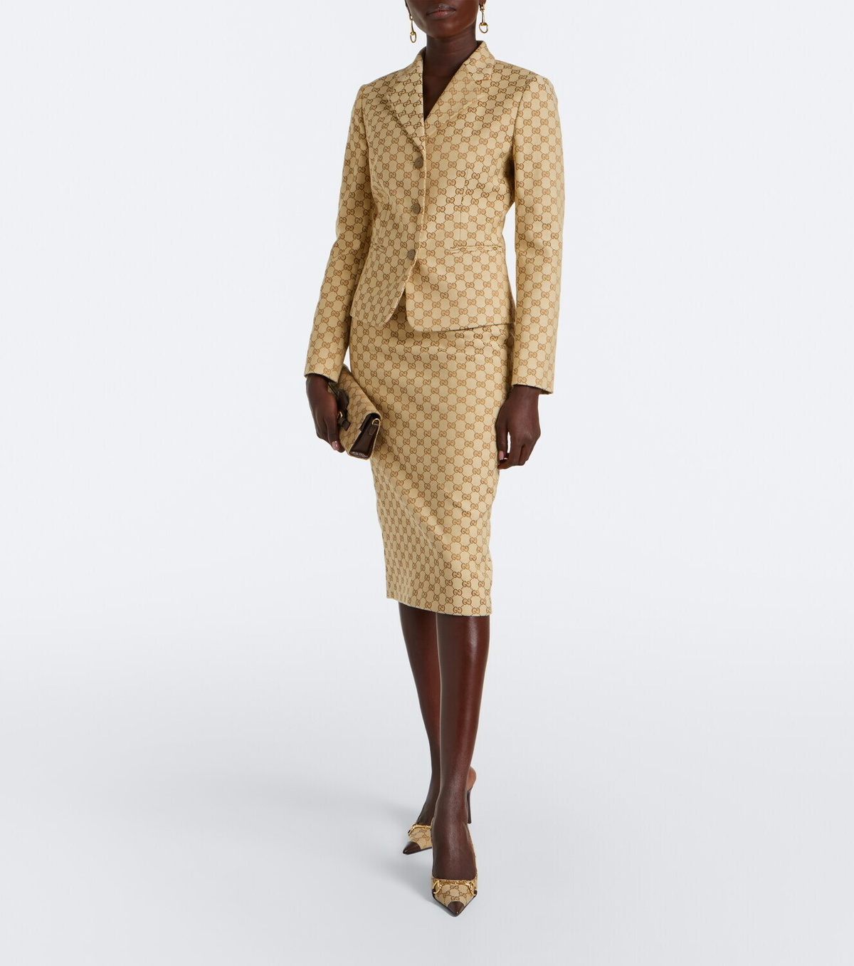 Gucci GG canvas cotton-blend pencil skirt