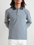 Drake's - Striped Cotton-Jersey Polo Shirt - Blue