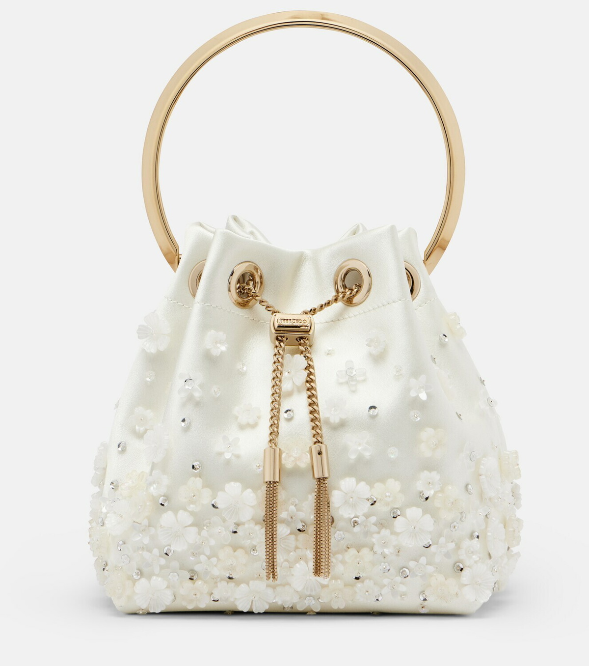 Jimmy Choo Bon Bon Small embellished satin bucket bag