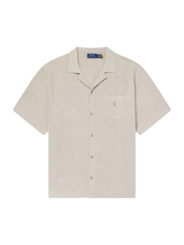 Photo: Polo Ralph Lauren - Convertible-Collar Logo-Embroidered Cotton-Piqué Shirt - Neutrals