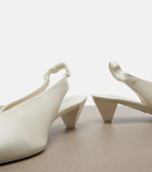 Loewe Origami Cubic leather slingback pumps