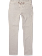 120% - Slim-Fit Tapered Linen Drawstring Trousers - Neutrals