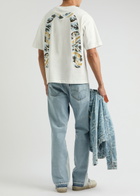 Evisu The Great Wave Daicock Printed Cotton T-shirt Off White