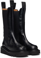 Toga Pulla SSENSE Exclusive Black Mid Calf Leather Chelsea Boots