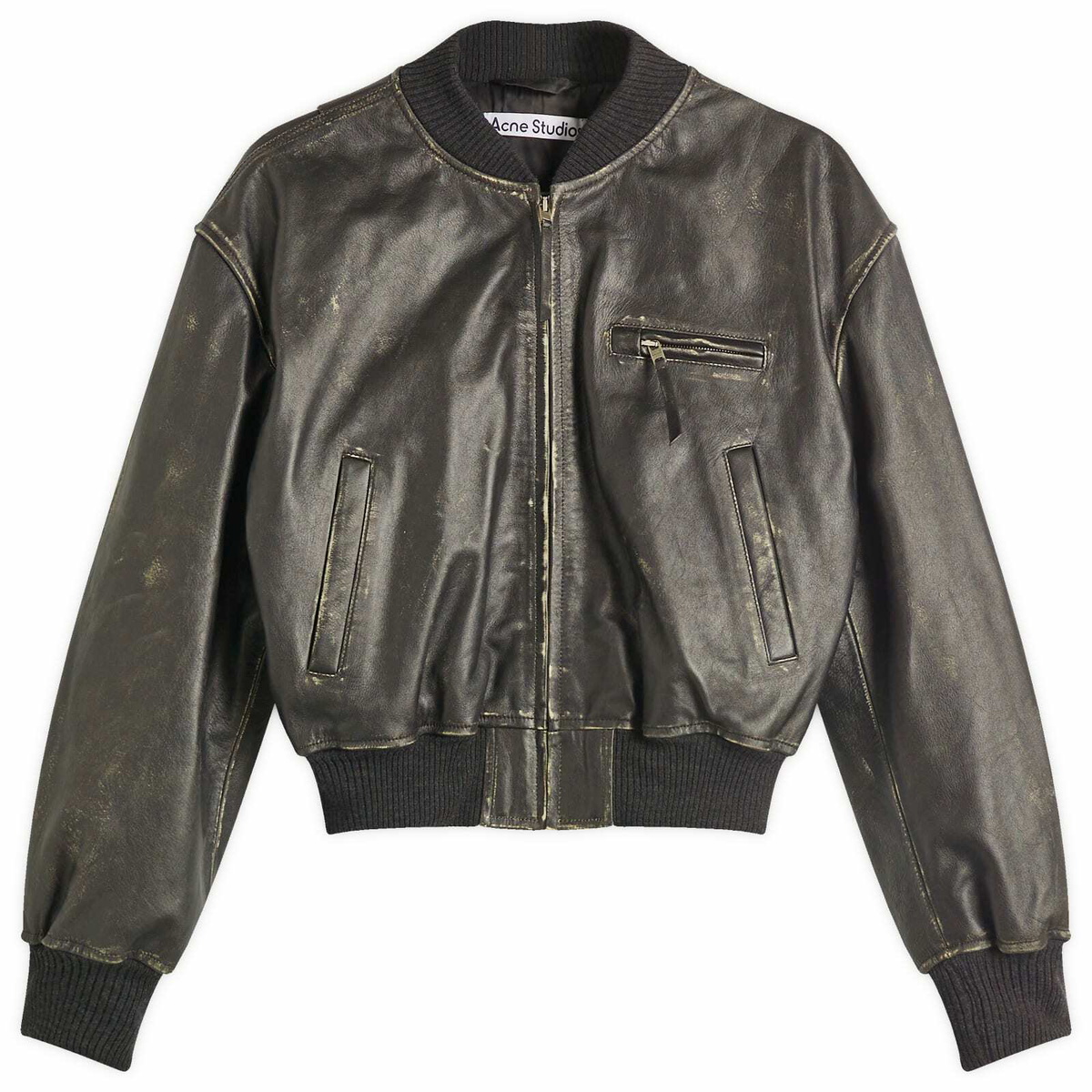 Acne Studios Women's New Lomber Leather Bomber Jacket in Vintage Black