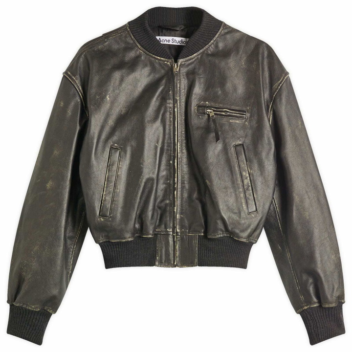Photo: Acne Studios Women's New Lomber Leather Bomber Jacket in Vintage Black