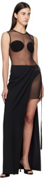 Nensi Dojaka Black Padded Bra Sleeveless Sheer Bodysuit