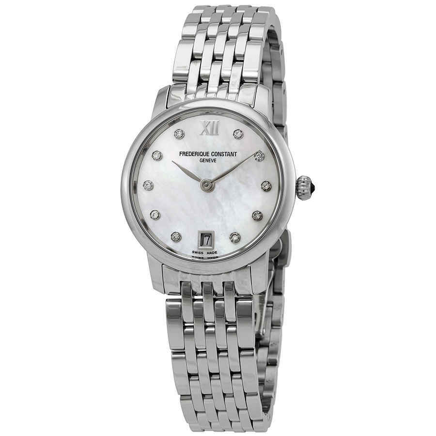 Frederique Constant Slimline Quartz Diamond Ladies Watch FC-220MPWD1S26B