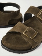 Mr P. - David Buckled Regenerated Suede by evolo® Sandals - Brown
