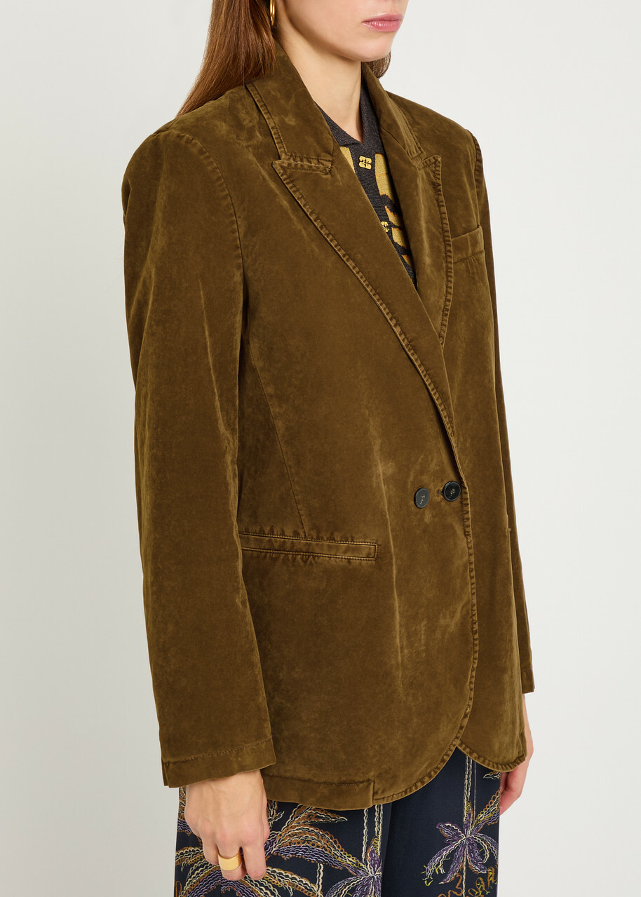 Forte_forte Double-breasted Velvet Blazer Gold