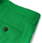 Off-White - Logo-Appliquéd Pleated Virgin Wool-Twill Trousers - Green