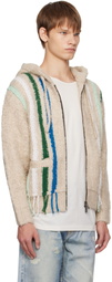 Andersson Bell Beige Reverse Stripe Knit Hoodie