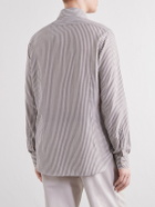 Eleventy - Striped Lyocell and Cotton-Blend Shirt - Brown