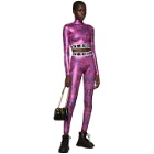Versace Jeans Couture Pink Metallic Barocco Crop Turtleneck