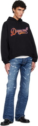 Dsquared2 Black Relax Fit Sponge Patch Hoodie
