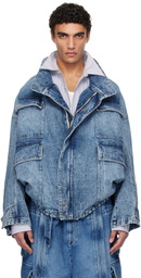 Hed Mayner Blue Flap Pocket Denim Jacket