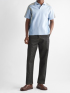JACQUEMUS - Colour-Block Ribbed Cotton-Blend Polo Shirt - Blue