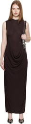 Jean Paul Gaultier Brown Double Layer Draped Maxi Dress