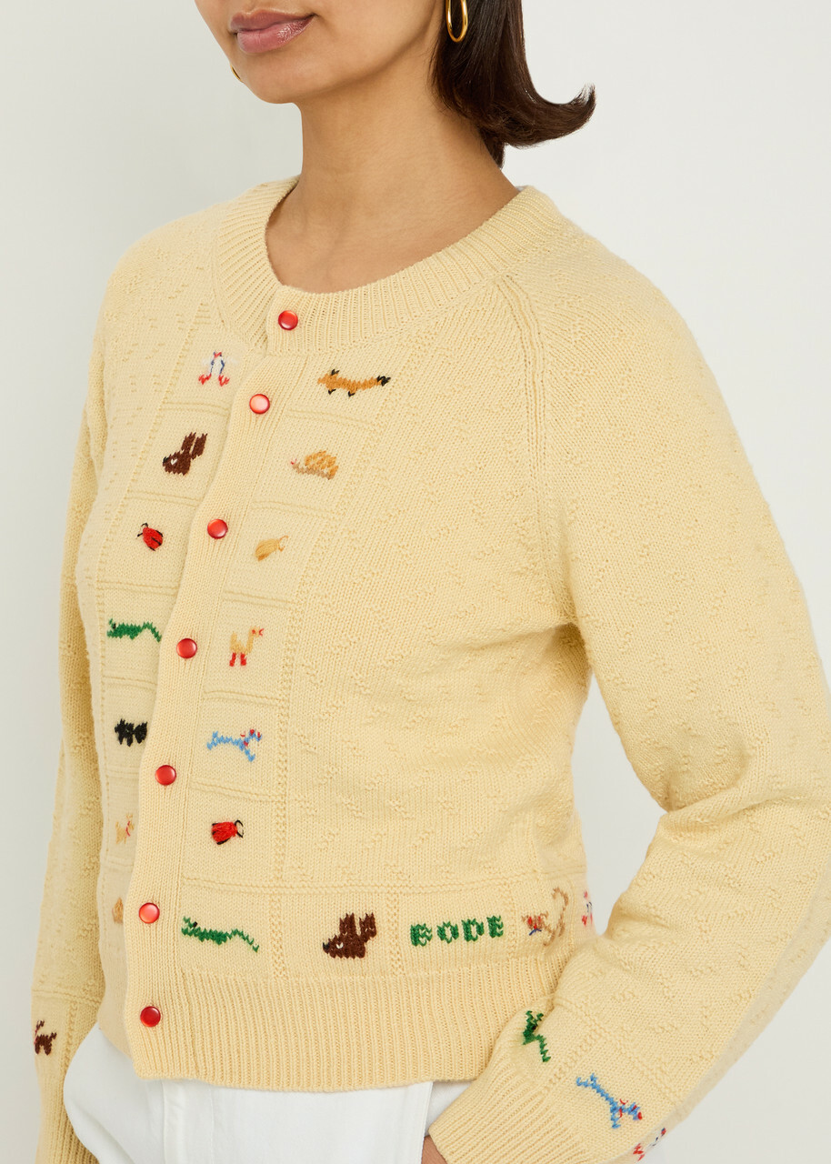 Bode Zoologist Embroidered Merino Wool-blend Cardigan Cream