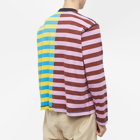 Sunnei Men's Long Sleeve Panel Stripe T-Shirt in Mixed Stripe